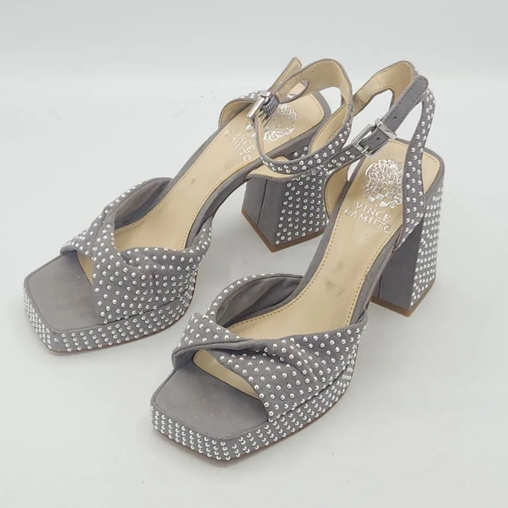 Vince Camuto Pedrana Studded Platform Sandals In Gray and Silver Size 7 M